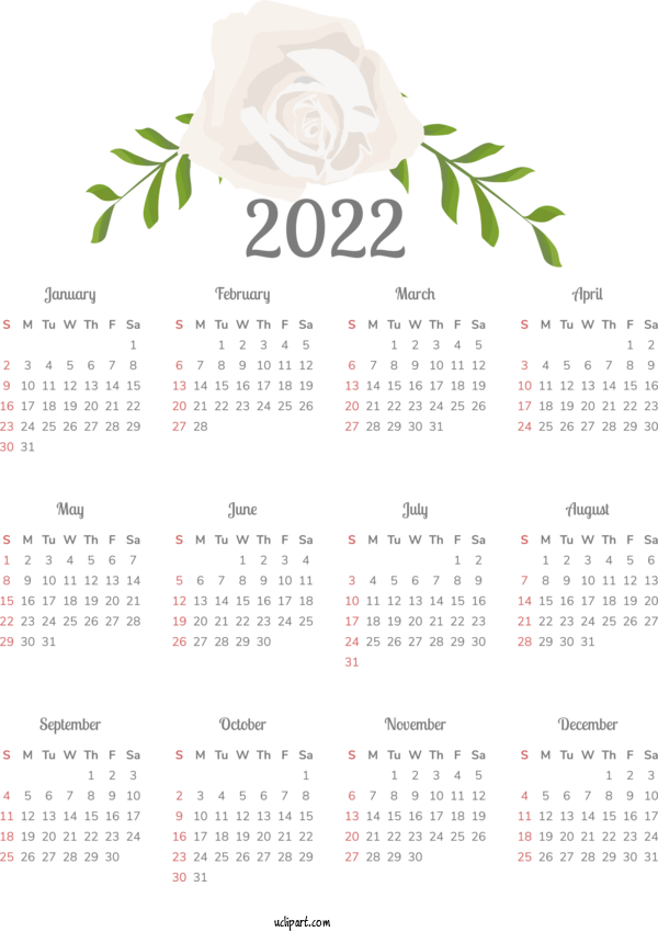 Free Life Calendar Design Font For Yearly Calendar Clipart Transparent Background