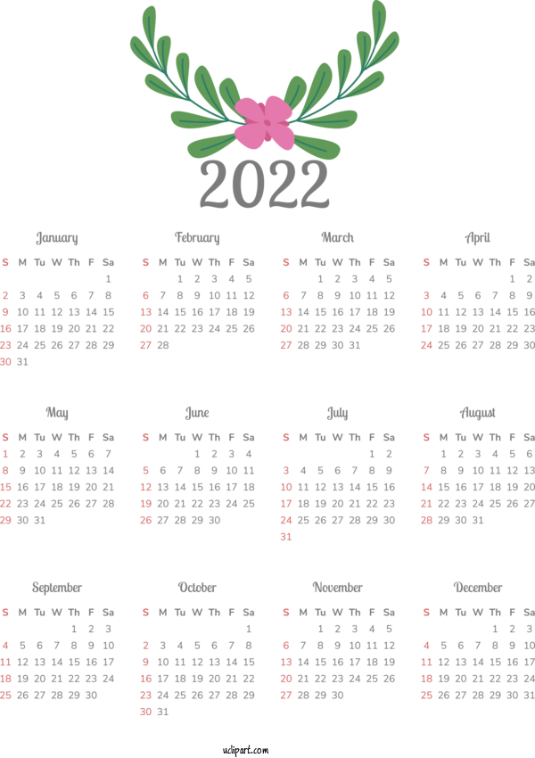 Free Life Calendar Line Font For Yearly Calendar Clipart Transparent Background