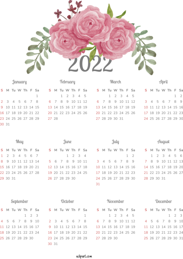 Free Life Flower Calendar Font For Yearly Calendar Clipart Transparent Background
