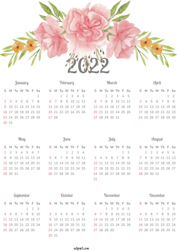 Free Life Calendar Floral Design Design For Yearly Calendar Clipart Transparent Background