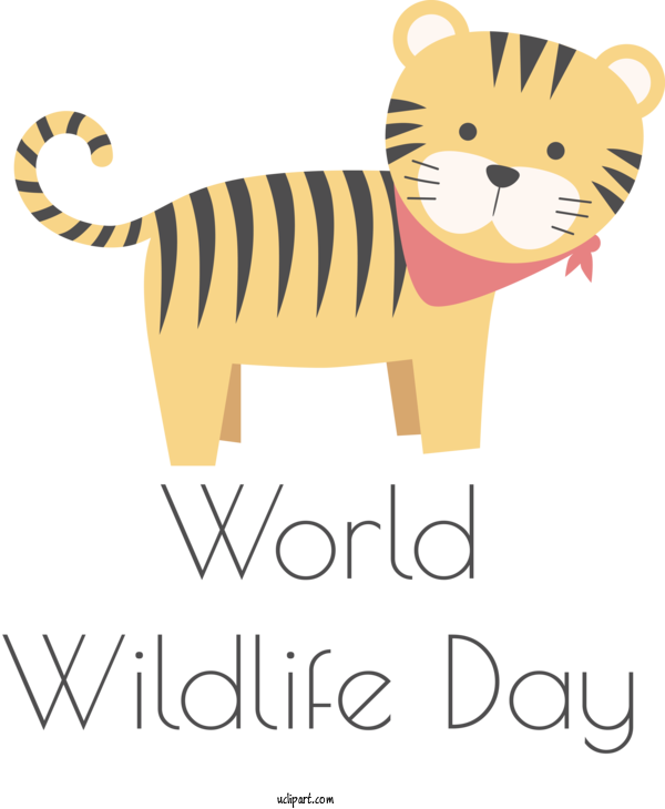 Free Holidays Tiger Cat Cartoon For World Wildlife Day Clipart Transparent Background