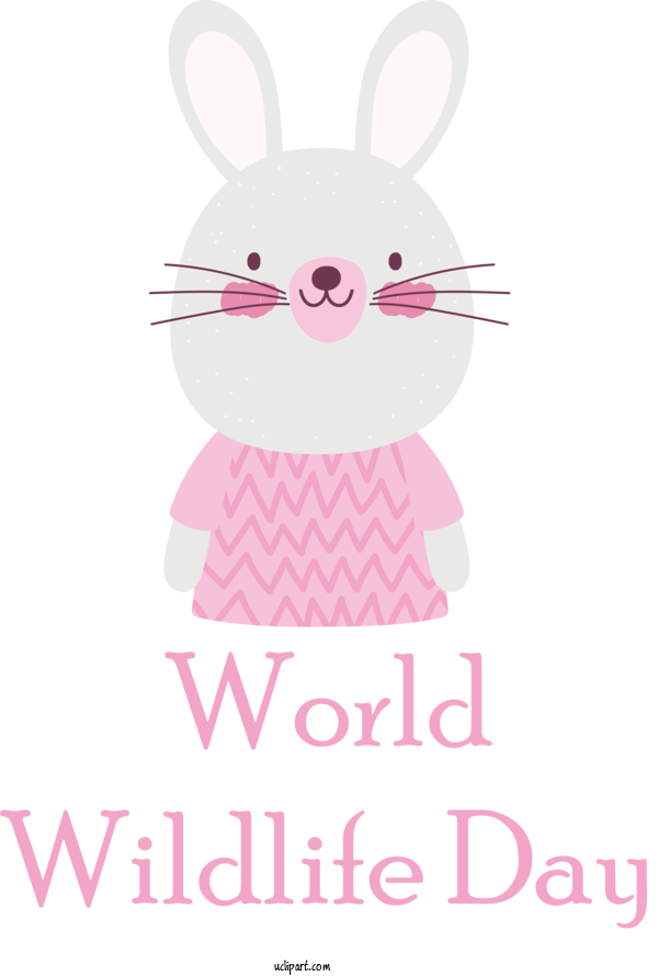 Free Holidays Rabbit Easter Bunny Cartoon For World Wildlife Day Clipart Transparent Background