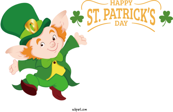 Free Holidays St. Patrick's Day Leprechaun Cartoon For Saint Patricks Day Clipart Transparent Background