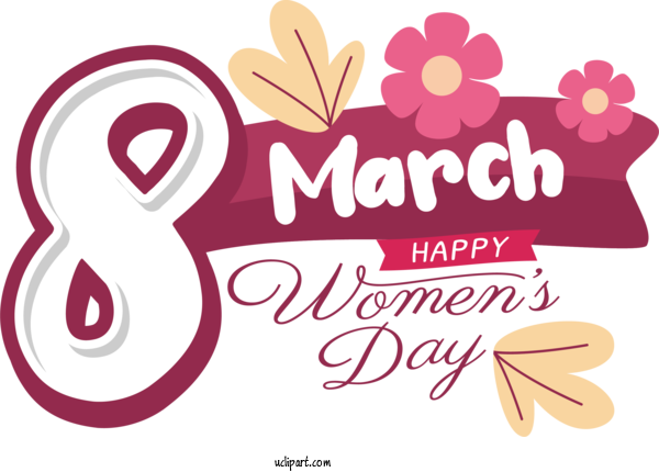 Free Holidays Logo Flower Text For International Women's Day Clipart Transparent Background