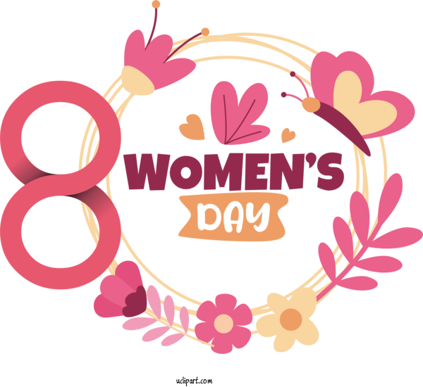 Free Holidays FLOWER FRAME Design Drawing For International Women's Day Clipart Transparent Background