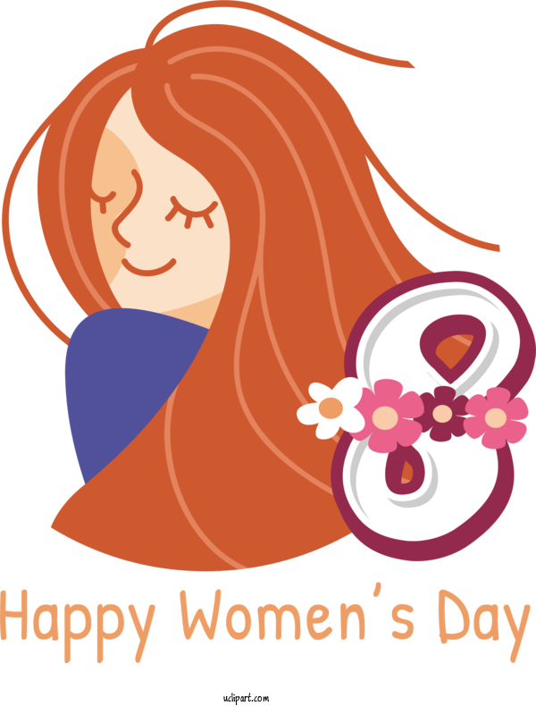 Free Holidays Drawing Cartoon Design For International Women's Day Clipart Transparent Background