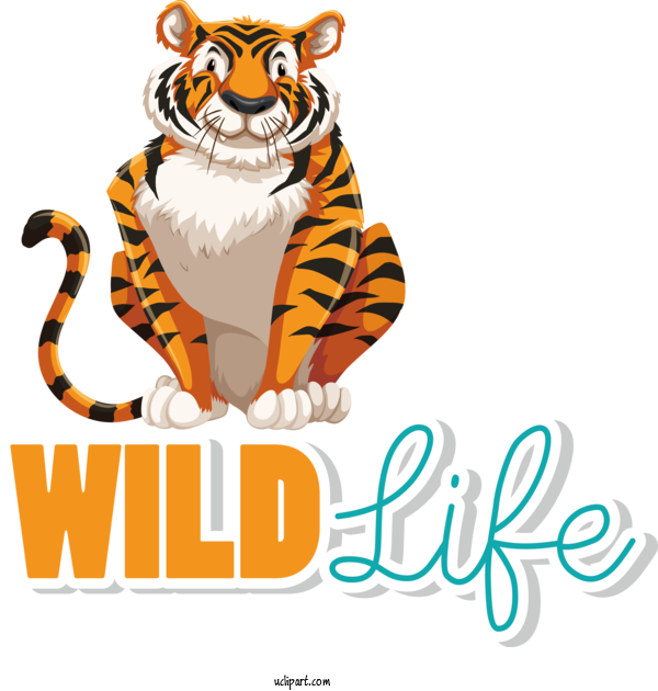 Free Holidays Tiger Character Cartoon For World Wildlife Day Clipart Transparent Background