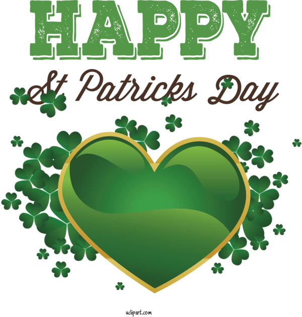 Free Holidays St. Patrick's Day Heart Shamrock For Saint Patricks Day Clipart Transparent Background