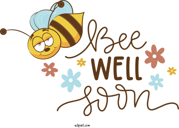 Free Occasions Honey Bee Insects Bees For Get Well Clipart Transparent Background