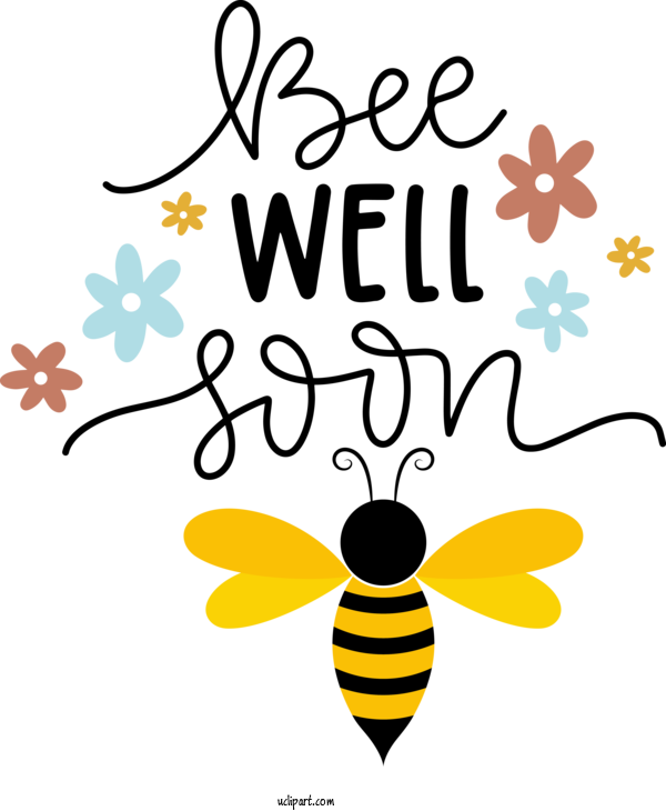 Free Occasions Bees Honey Bee Insects For Get Well Clipart Transparent Background