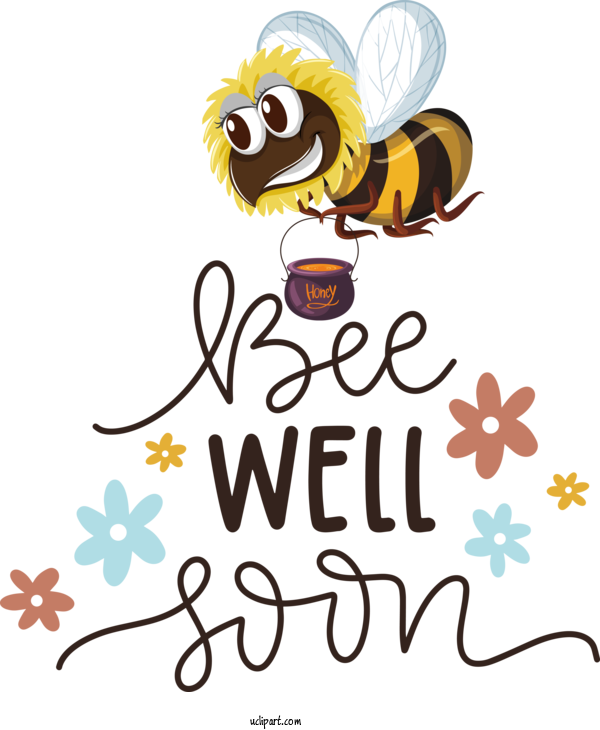 Free Occasions Bees Butterflies Western Honey Bee For Get Well Clipart Transparent Background