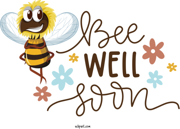 Free Occasions Honey Bee Bees Butterflies For Get Well Clipart Transparent Background