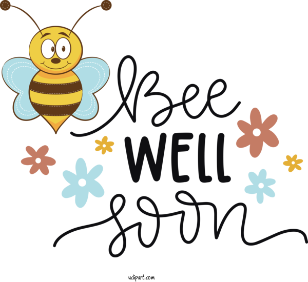 Free Occasions Honey Bee Butterflies Bees For Get Well Clipart Transparent Background