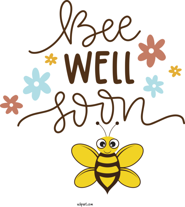 Free Occasions Honey Bee Insects Leaf For Get Well Clipart Transparent Background