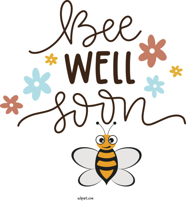 Free Occasions Bees Honey Bee Bumblebee For Get Well Clipart Transparent Background