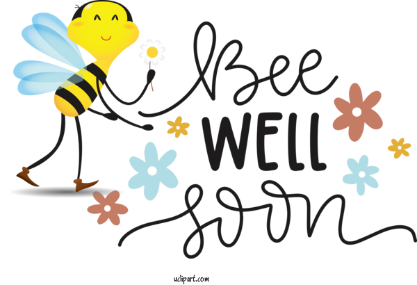 Free Occasions Bees Western Honey Bee Bumblebee For Get Well Clipart Transparent Background