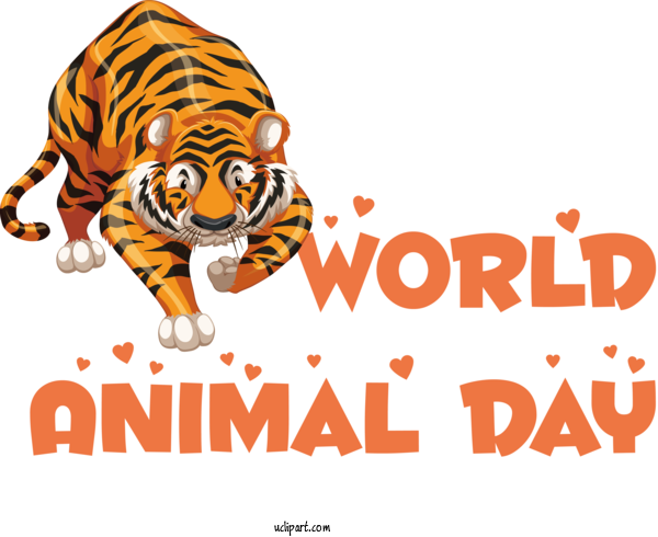 Free Holidays Tiger Cat Logo For World Animal Day Clipart Transparent Background