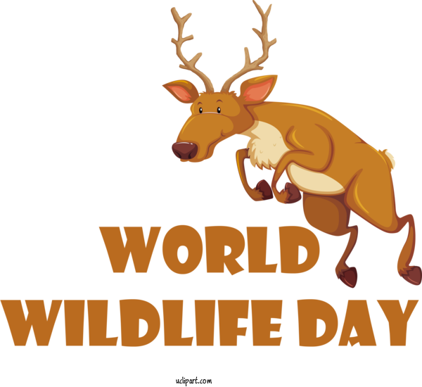 Free Holidays Reindeer Deer Cartoon For World Wildlife Day Clipart Transparent Background