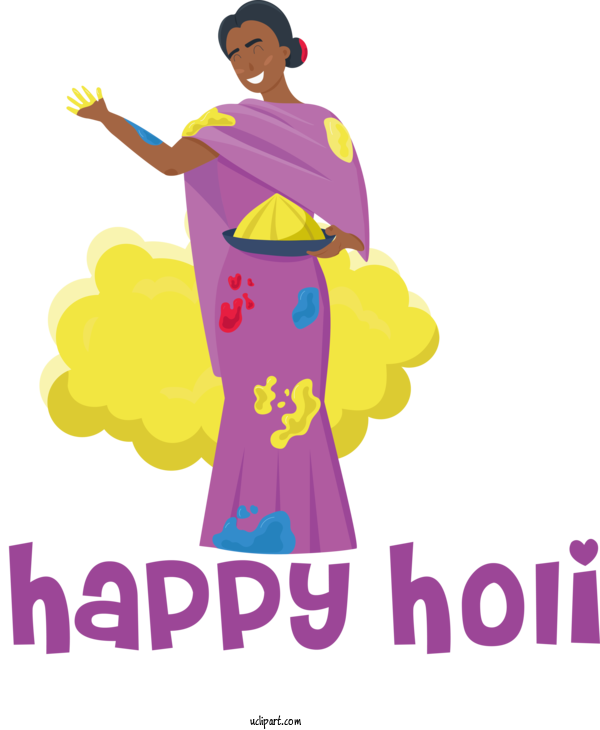 Free Holidays Calligraphy Birthday Drawing For Holi Clipart Transparent Background