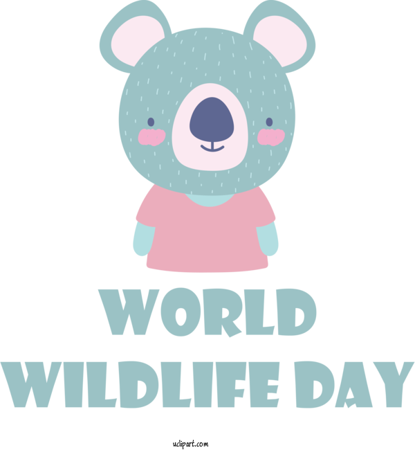 Free Holidays Design Teddy Bear Cartoon For World Wildlife Day Clipart Transparent Background