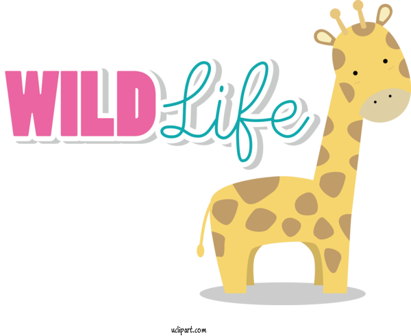 Free Holidays Giraffe Cartoon Pattern For World Wildlife Day Clipart Transparent Background