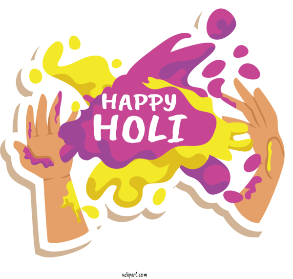 Free Holidays Logo Design Yellow For Holi Clipart Transparent Background