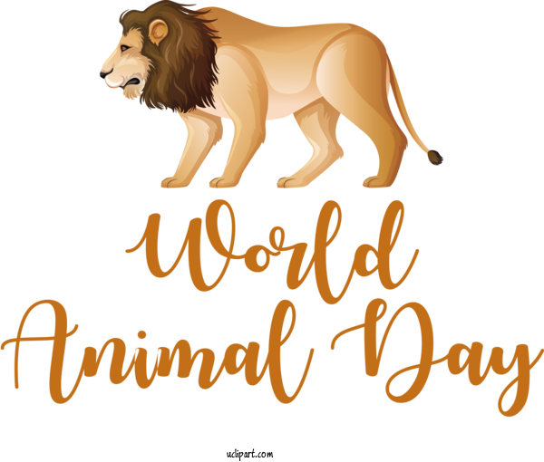 Free Holidays Lion Dog Cartoon For World Animal Day Clipart Transparent Background