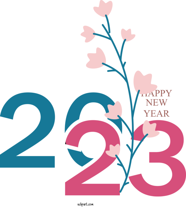 Free Holidays Design Floral Design Logo For New Year 2023 Clipart Transparent Background