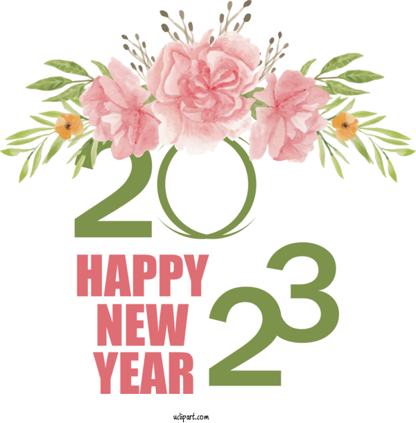 Free Holidays Floral Design Flower Bouquet Flower For New Year 2023 Clipart Transparent Background