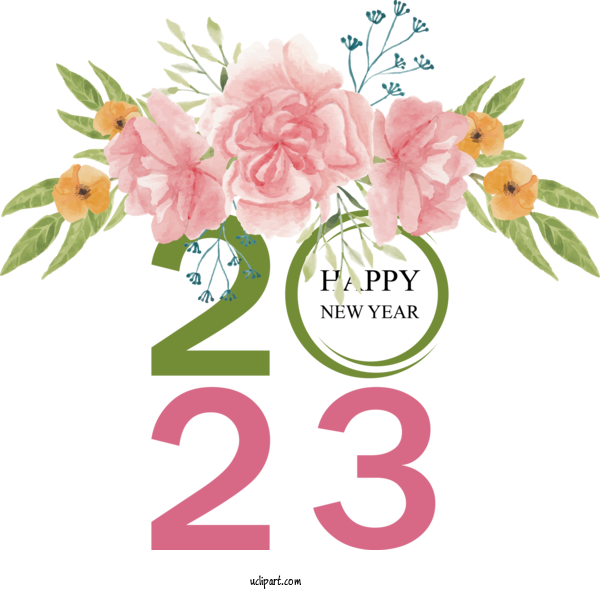 Free Holidays Calendar Download Germany Floral Design For New Year 2023 Clipart Transparent Background