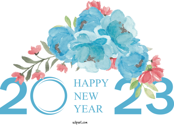 Free Holidays New Year Design Watercolor Painting For New Year 2023 Clipart Transparent Background