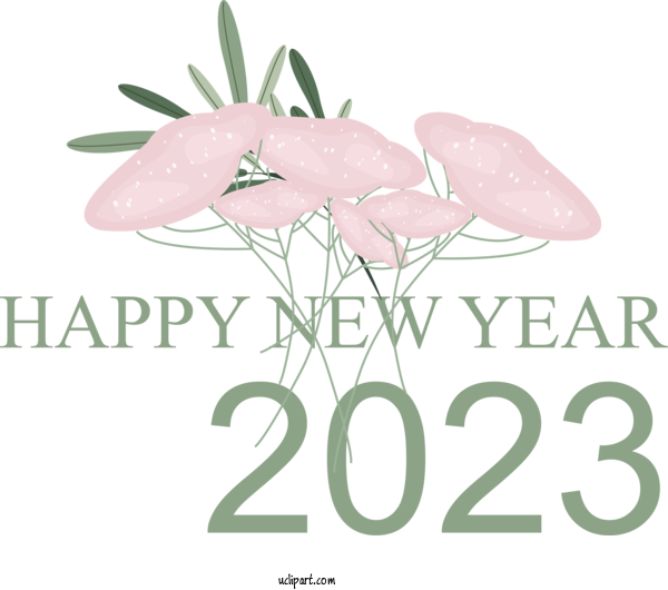Free Holidays Flower Floral Design Design For New Year 2023 Clipart Transparent Background