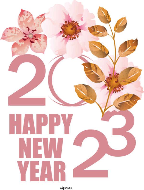Free Holidays Greeting Card Royalty Free Floral Design For New Year 2023 Clipart Transparent Background