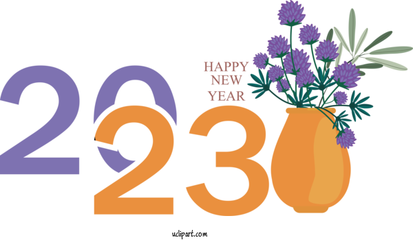 Free Holidays Floral Design Logo Violet For New Year 2023 Clipart Transparent Background