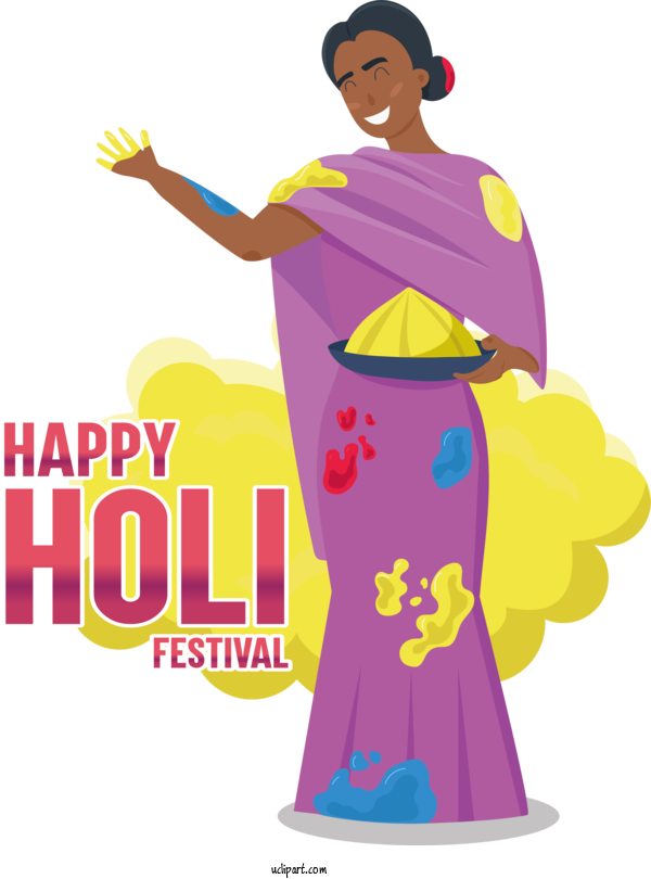 Free Holidays Drawing Painting Festival For Holi Clipart Transparent Background