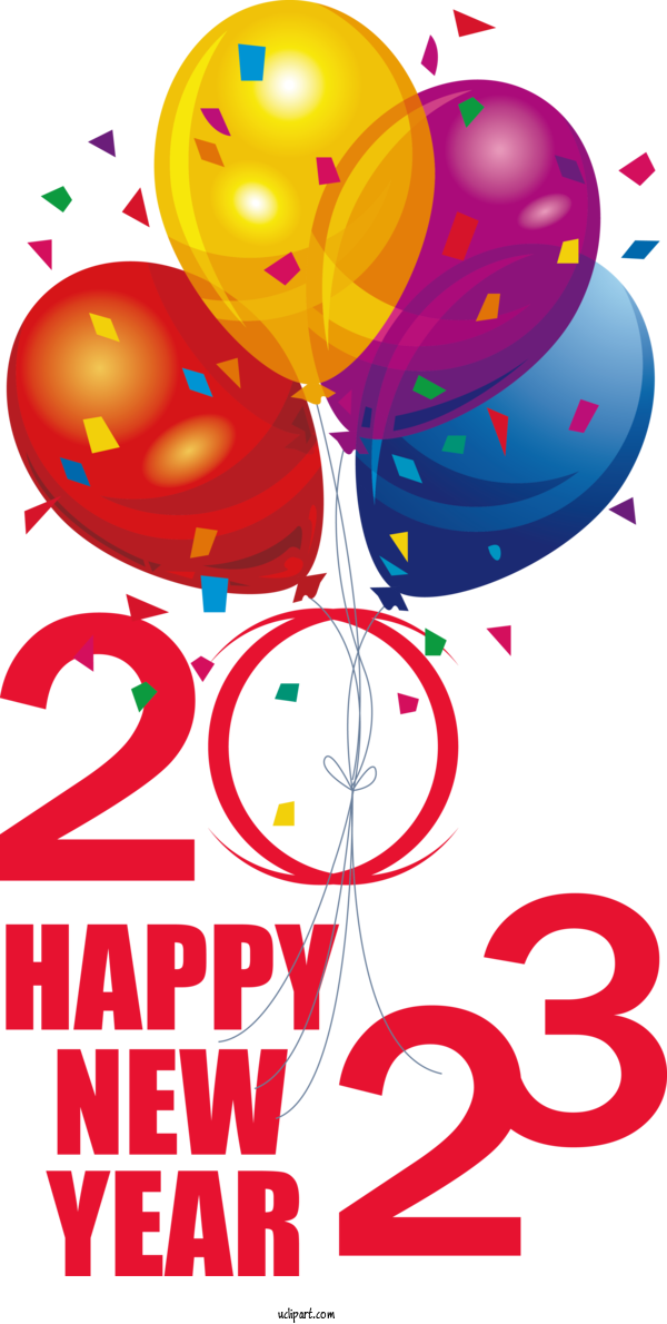 Free Holidays Balloon Line Design For New Year 2023 Clipart Transparent Background