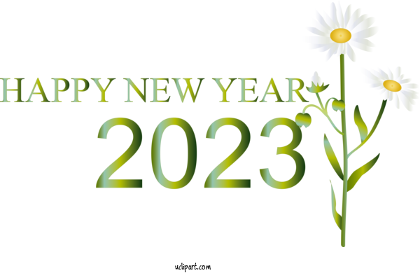 Free Holidays Cut Flowers Plant Stem Logo For New Year 2023 Clipart Transparent Background
