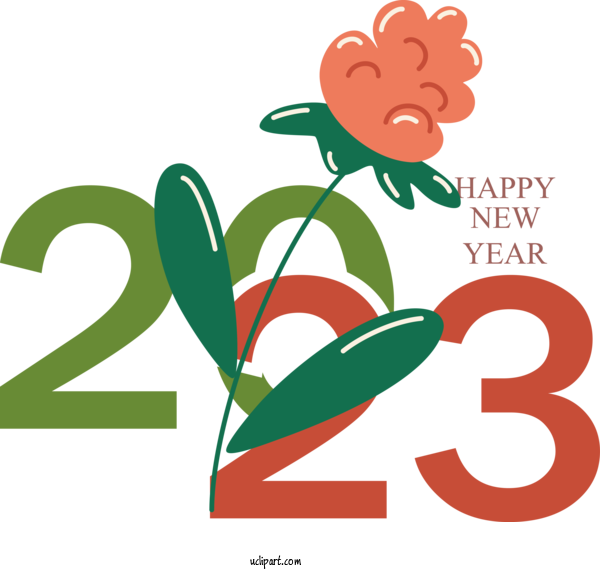 Free Holidays Flower Logo Green For New Year 2023 Clipart Transparent Background