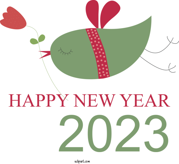 Free Holidays Design Logo Green For New Year 2023 Clipart Transparent Background