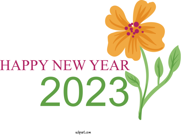 Free Holidays Cut Flowers Logo Design For New Year 2023 Clipart Transparent Background