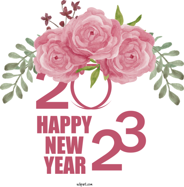 Free Holidays Flower Floral Design Rose For New Year 2023 Clipart Transparent Background