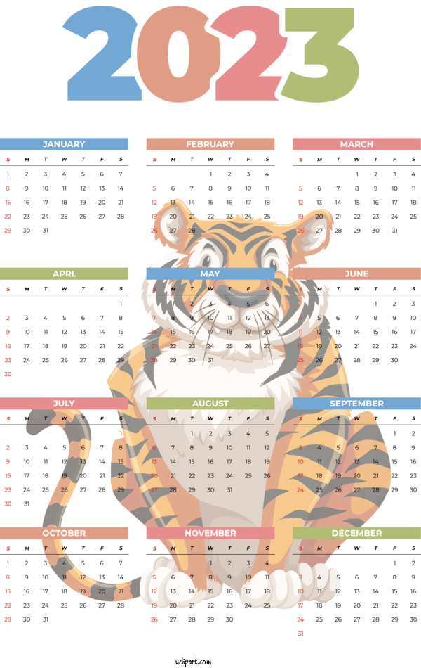 Free Life Tiger Cartoon Royalty Free For Yearly Calendar Clipart Transparent Background