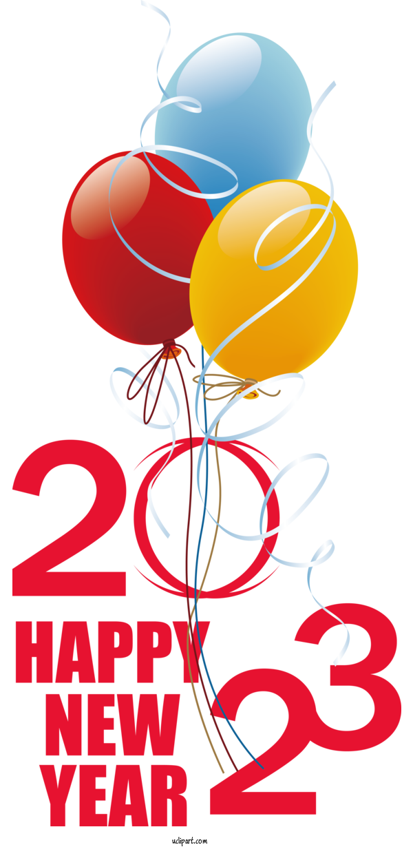 Free Holidays Balloon Design Line For New Year 2023 Clipart Transparent Background