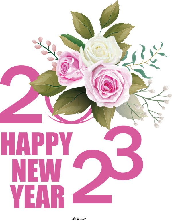 Free Holidays Design Floral Design Flower For New Year 2023 Clipart Transparent Background