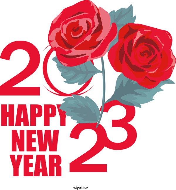 Free Holidays Flower Rose Floral Design For New Year 2023 Clipart Transparent Background