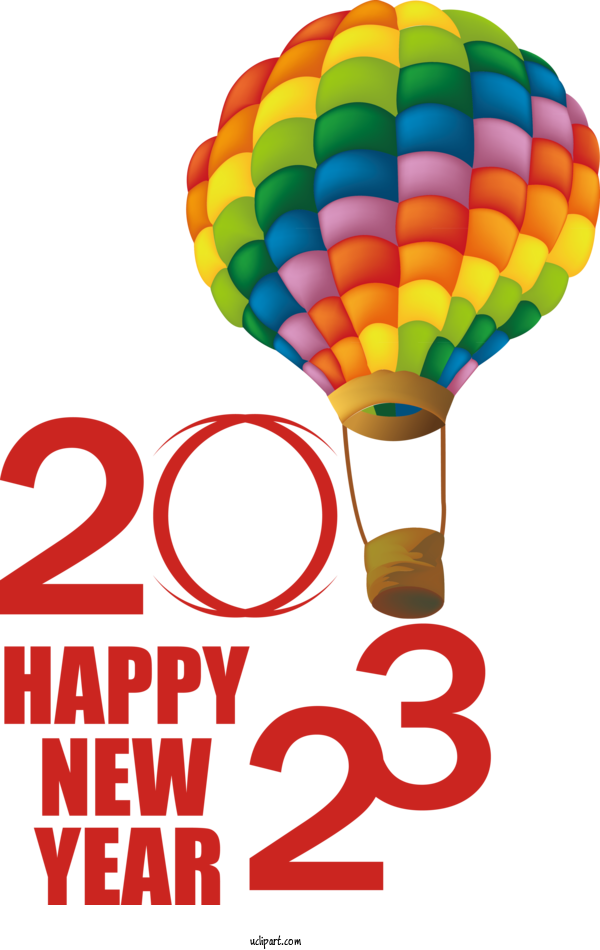 Free Holidays Birthday Design Balloon For New Year 2023 Clipart Transparent Background
