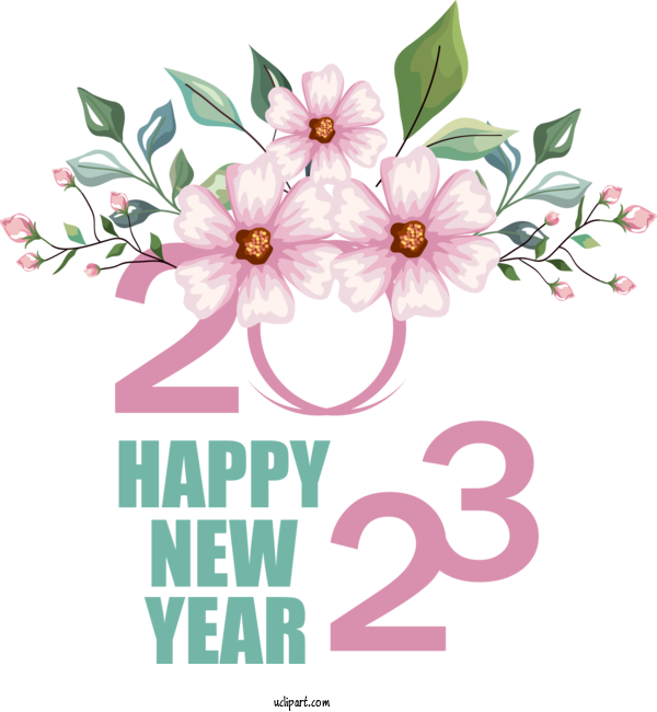 Free Holidays Flower Design Drawing For New Year 2023 Clipart Transparent Background