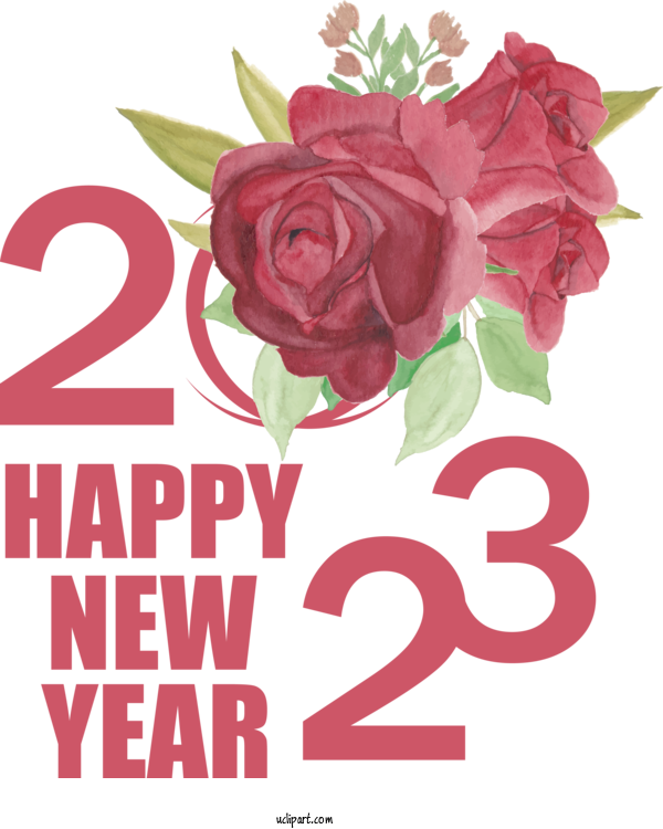 Free Holidays Floral Design Garden Roses Rose For New Year 2023 Clipart Transparent Background