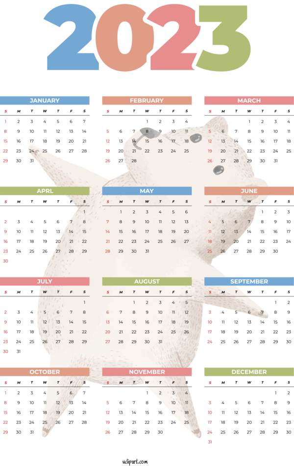 Free Life Calendar Vector 2023 For Yearly Calendar Clipart Transparent Background