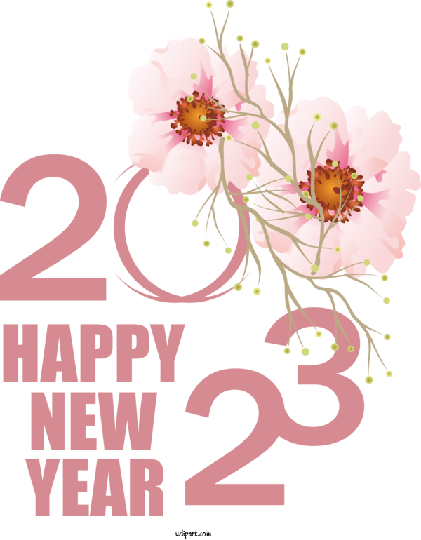 Free Holidays Floral Design Design Flower For New Year 2023 Clipart Transparent Background
